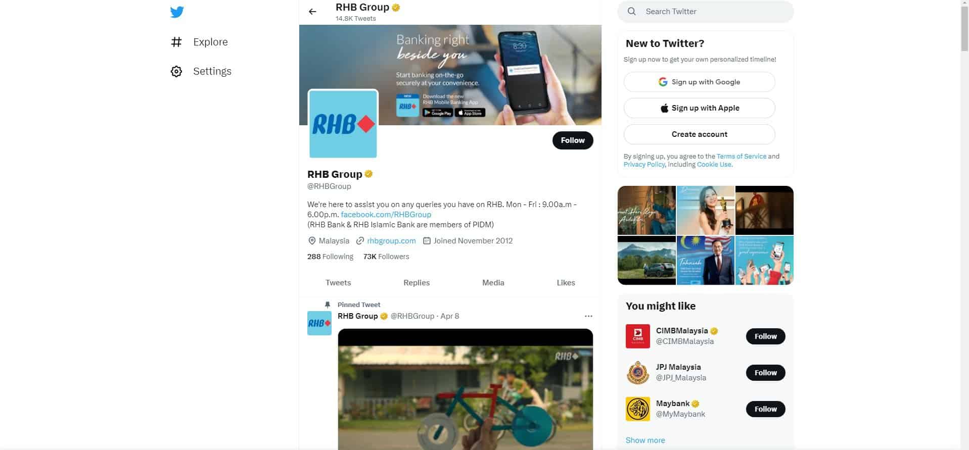 Akaun Twitter Rasmi RHB Bank