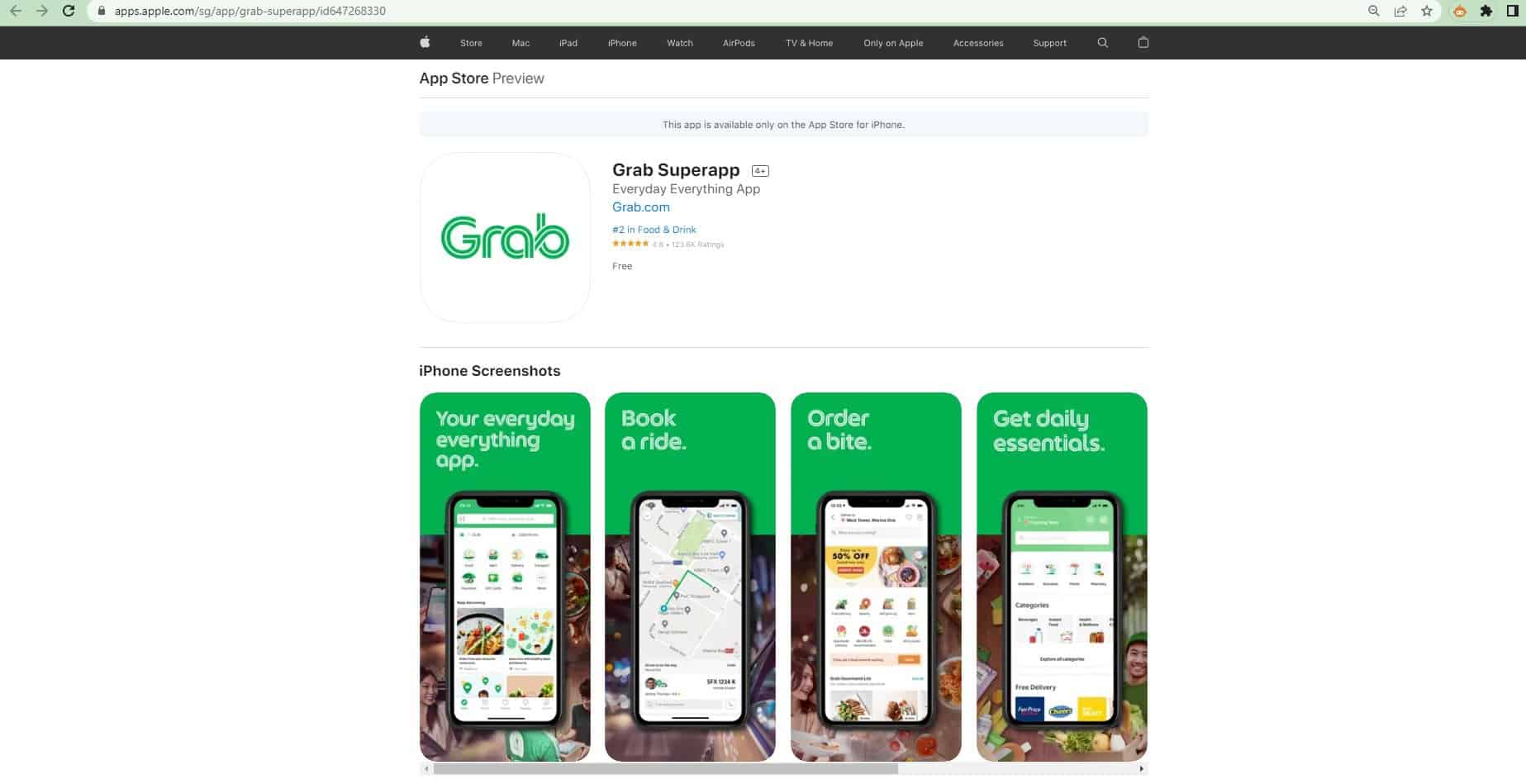 Aplikasi Grab (App Store)