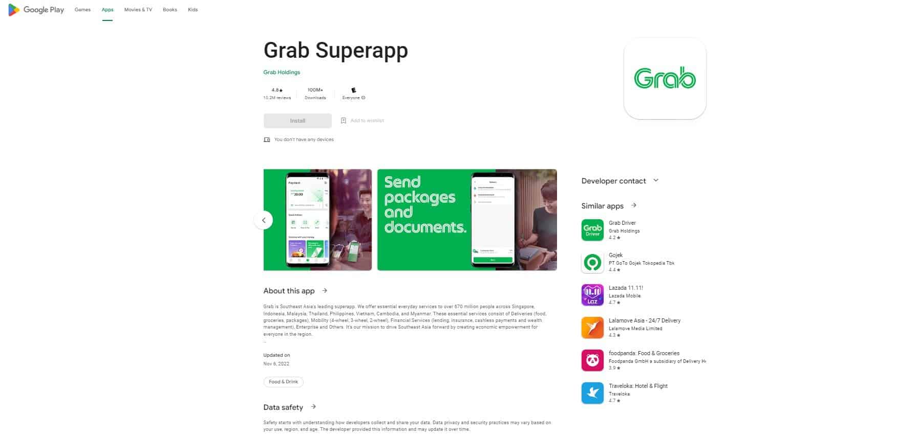 Aplikasi Grab (Google Play Store)