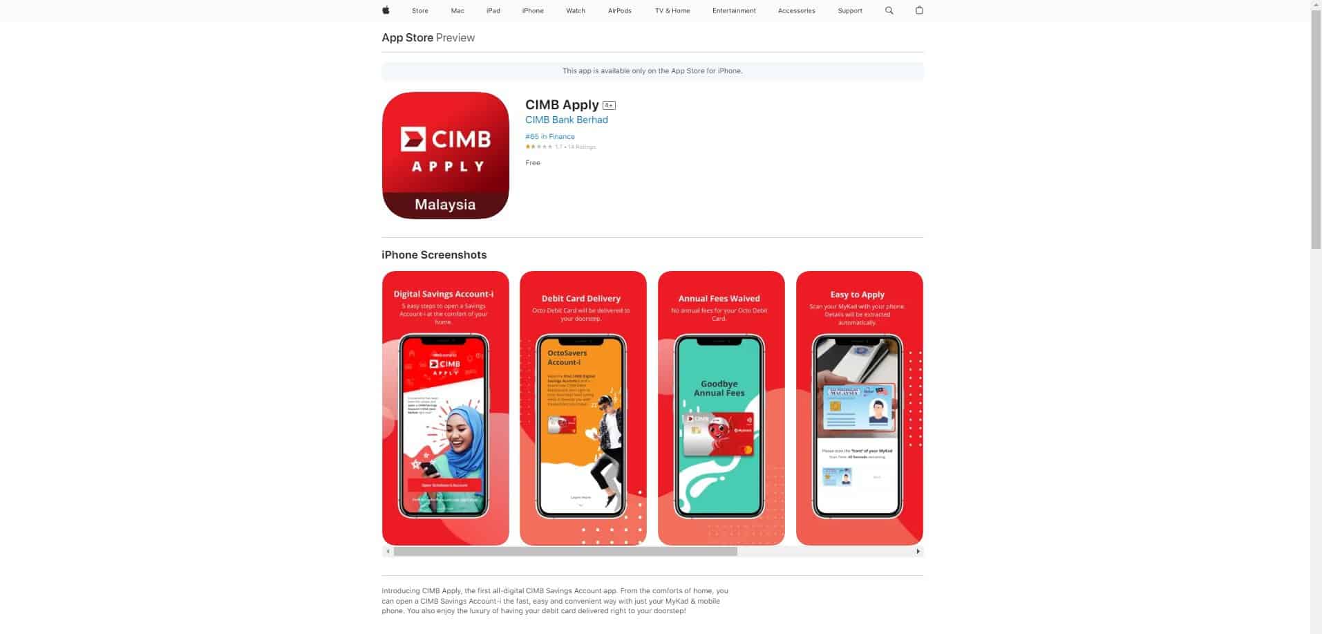 CIMB Apply Apple App Store
