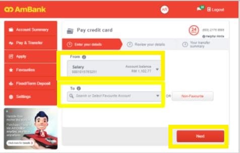 Cara Bayar Loan Kereta AmBank Melalui AmOnline