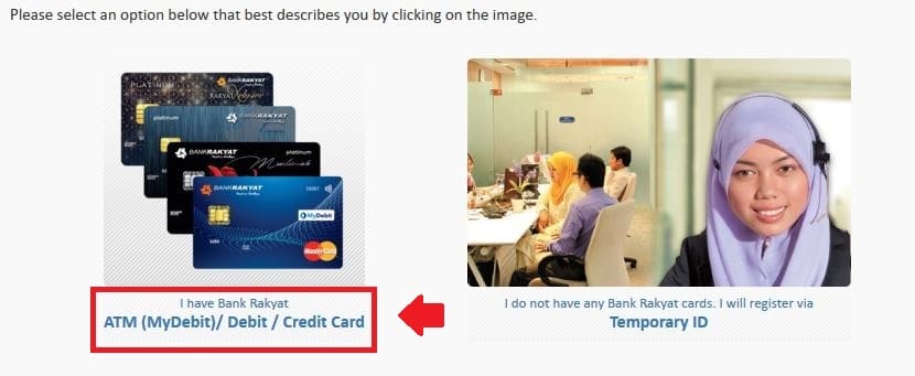 Cara Daftar Bank Rakyat Online Banking (Guna Debit dan Kredit Kad Foto 2)