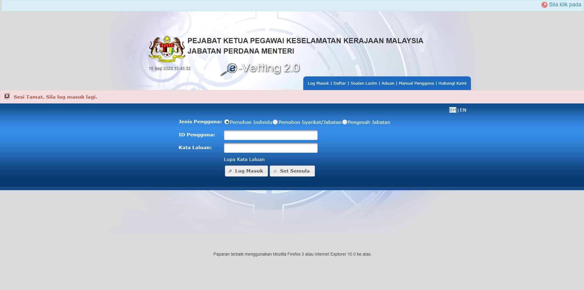 Cara Daftar e-Vetting (Laman Rasmi)