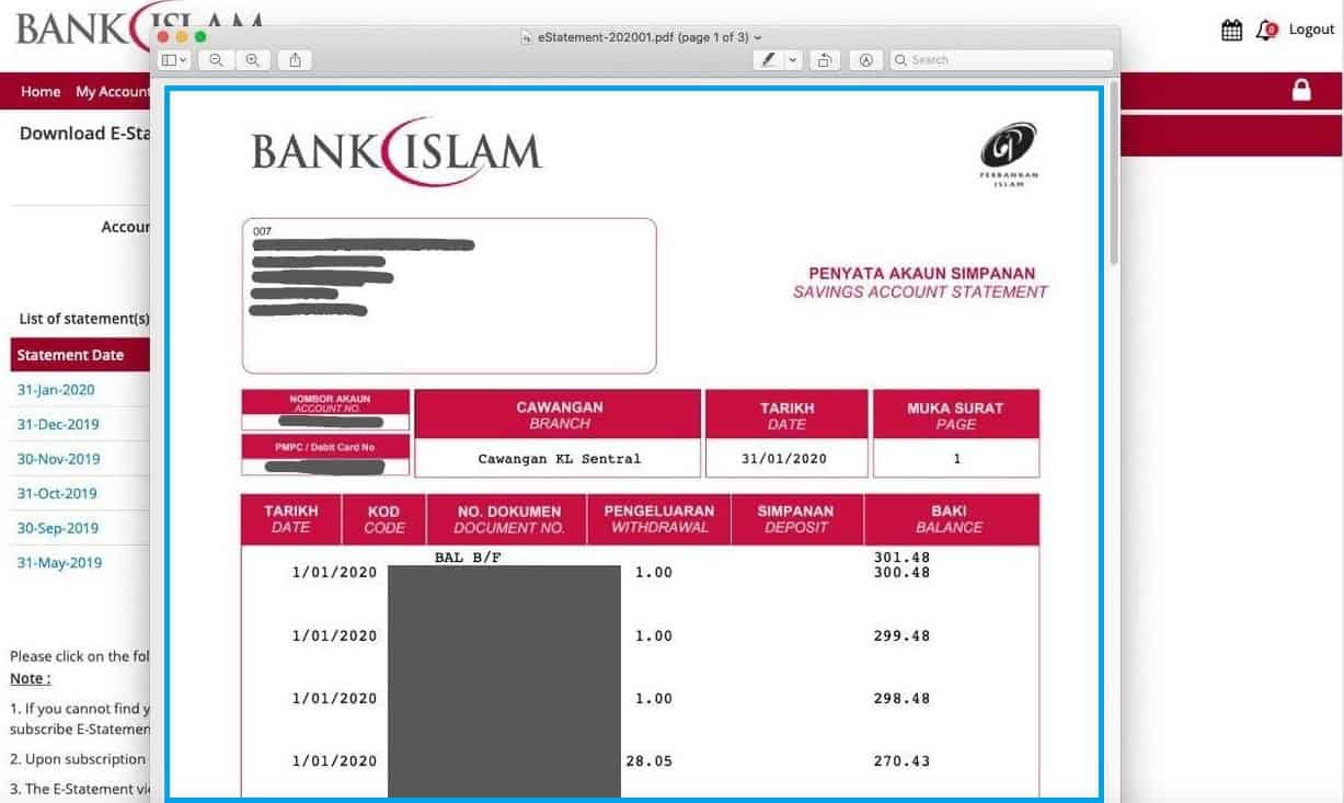 Cara Print Statement Bank Islam Online (2)