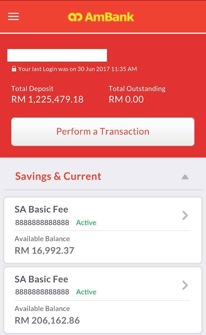 Cara Semak Baki Akaun Ambank Melalui Aplikasi AmOnline (2)