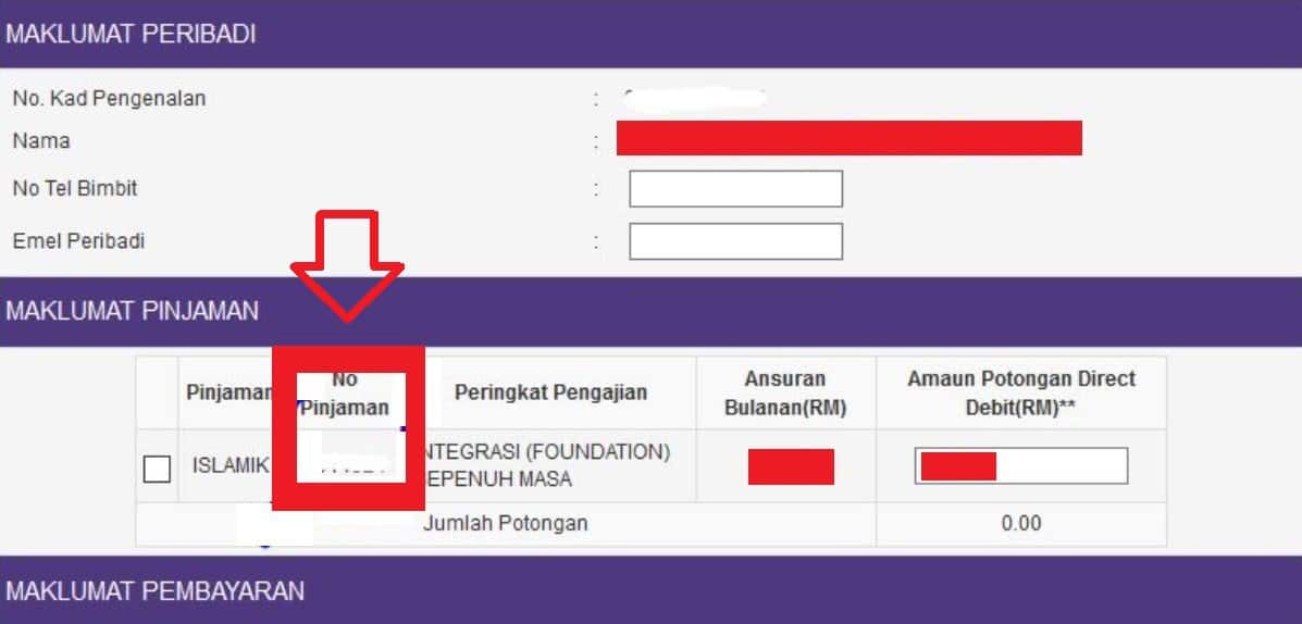 Cara Semak Nombor Pinjaman PTPTN Via Online (4)