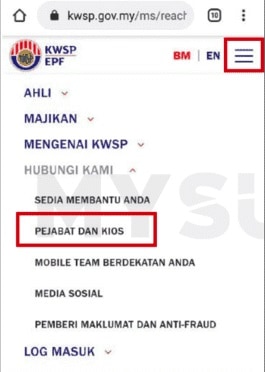 Cara cari Kiosk KWSP (Gambar 1)