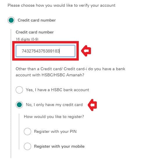 Credit Card Number (Cara daftar HSBC 2)