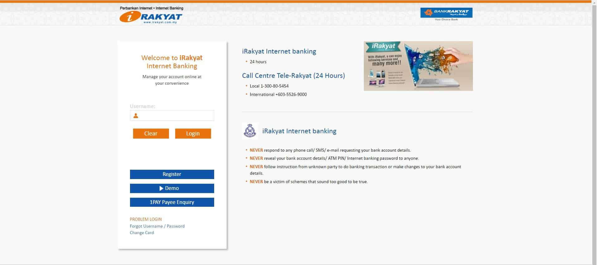 Laman Web Rasmi Bank Rakyat (Login iRakyat)