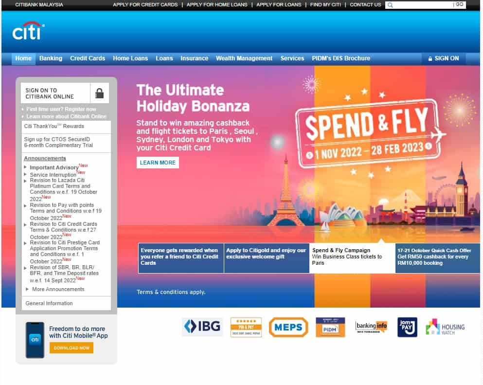 Laman Web Rasmi Citibank