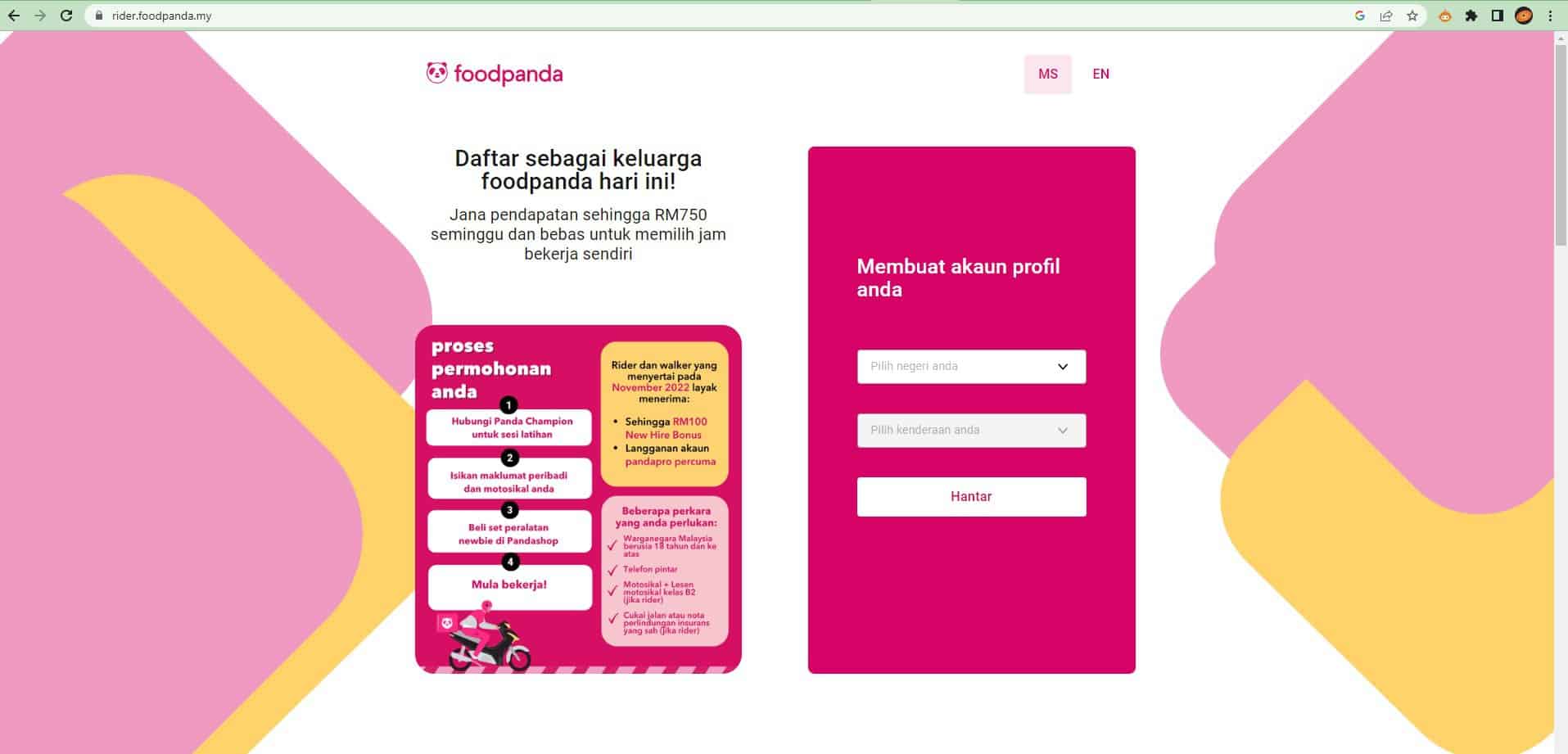 Laman Web Rasmi FoodPanda (rider.foodpanda.my)