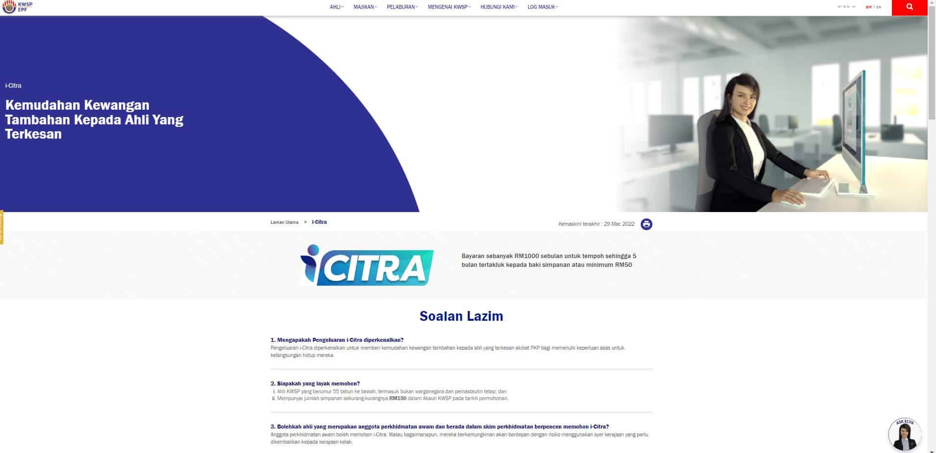 Laman Web Rasmi KWSP (i-Citra)