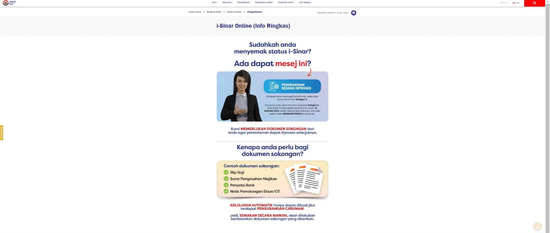 Laman Web Rasmi KWSP (i-Sinar KWSP)