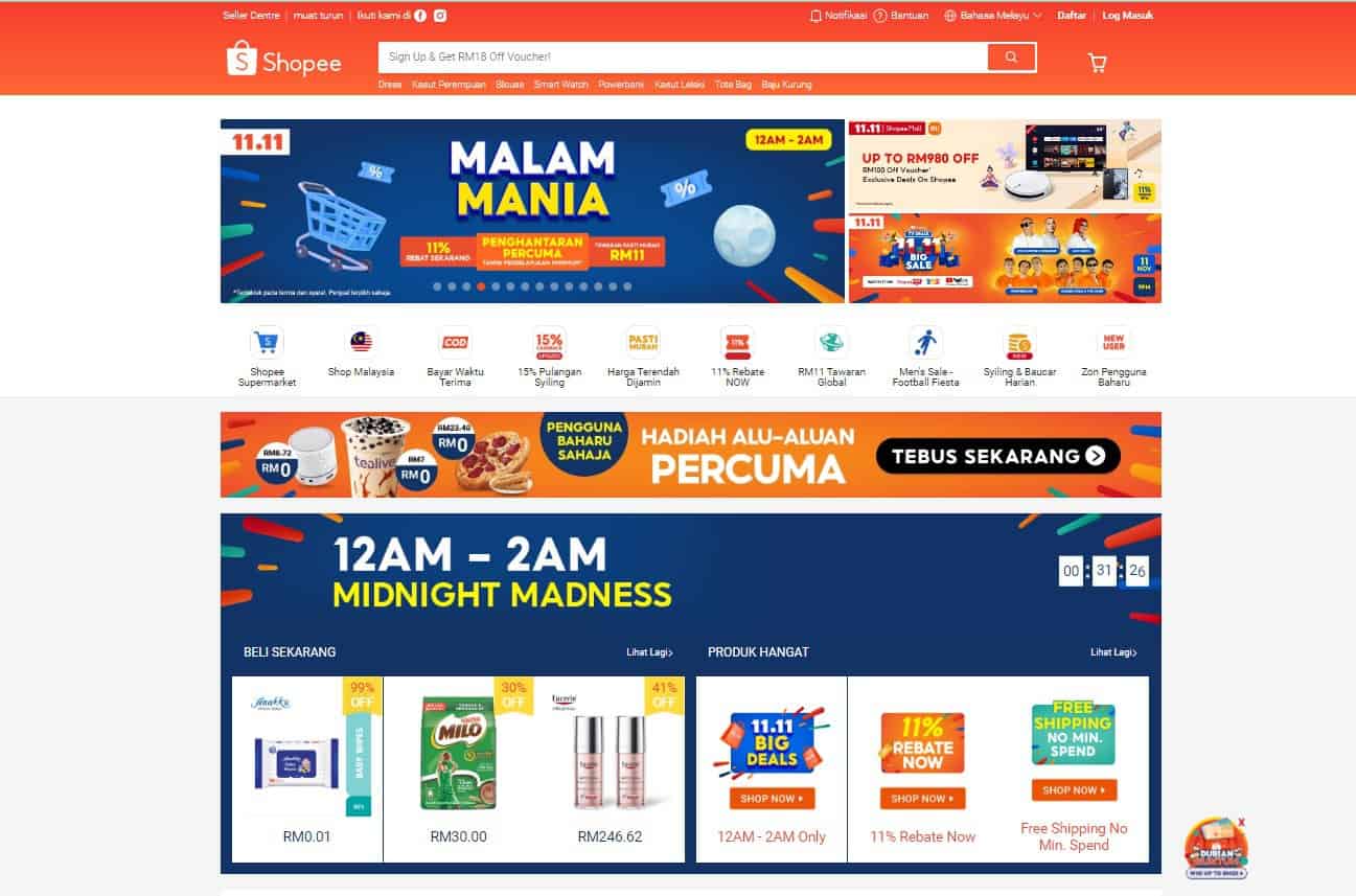 Laman Web Rasmi Shopee