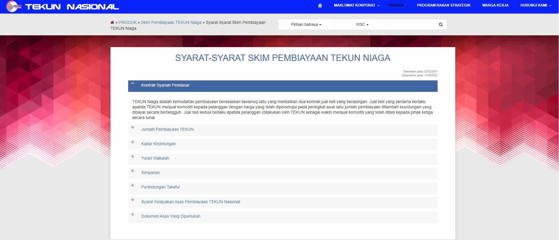 Laman Web Rasmi Tekun Nasional (Syarat Skim Pembiayaan TEKUN Niaga)