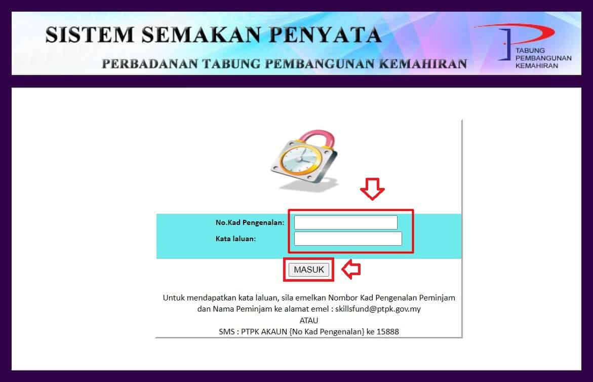 Semakan Baki Pinjaman PTPK Online (Langkah 1)