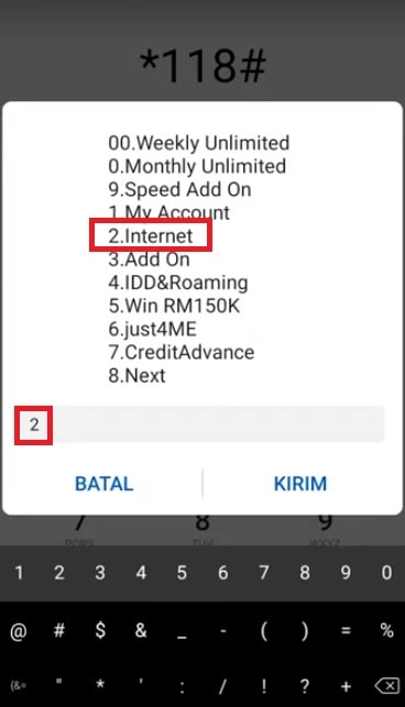 cara beli internet celcom (via dail 2)