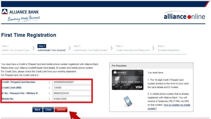 cara daftar alliance bank (guna credit card)