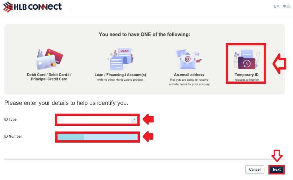 cara daftar hong leong bank online (guna temporary id 2)