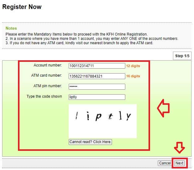 cara dafttar kfh online (kad debit 4)