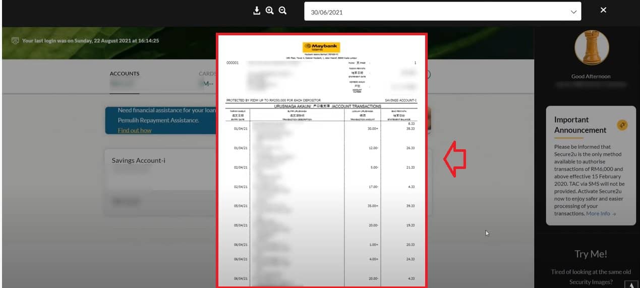 cara dapatkan penyata bank maybank online (versi baru 4)