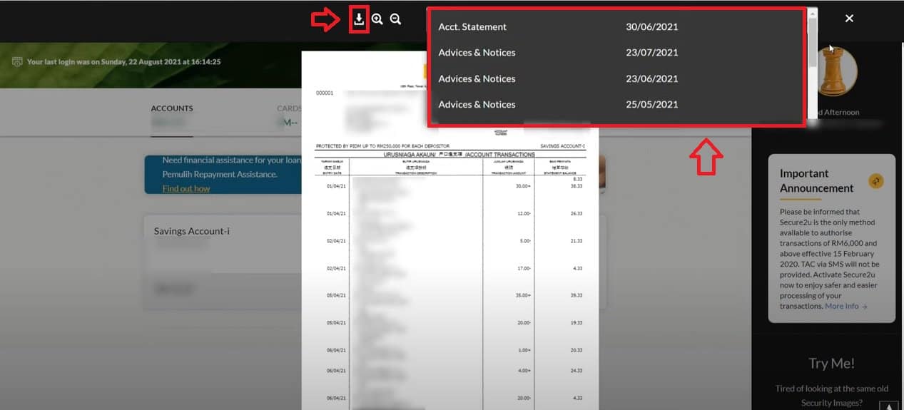 cara dapatkan penyata bank maybank online (versi baru 5)