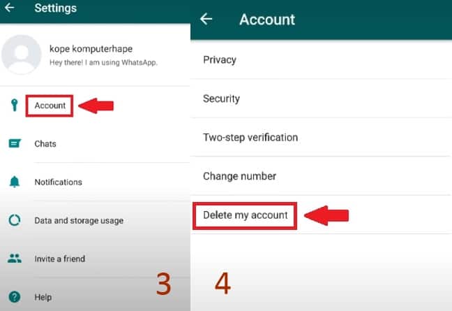 cara padamkan akaun whatsapp