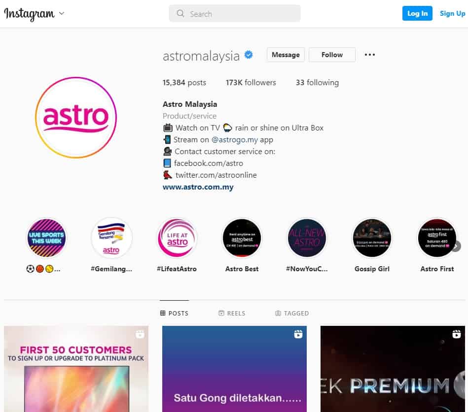 cara penyambungan semula astro (instagram)