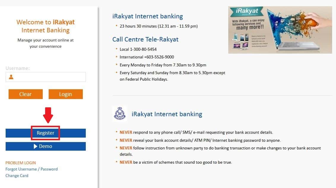 cara semak baki akaun bank rakyat online(cara daftar irakyat)