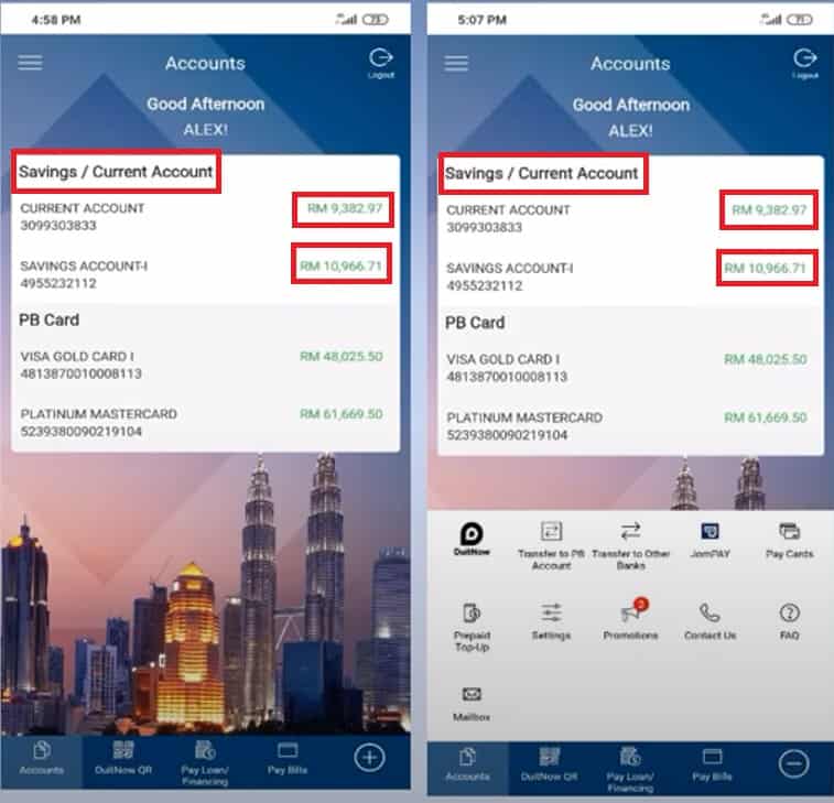 cara semak baki akaun public bank (via pb engage 4)