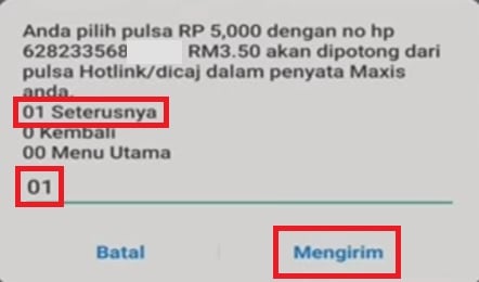 cara share kredit maxis (ke indonesia 9)