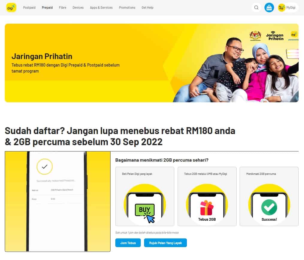 cara tebus jaringan prihatin digi (web rasmi)