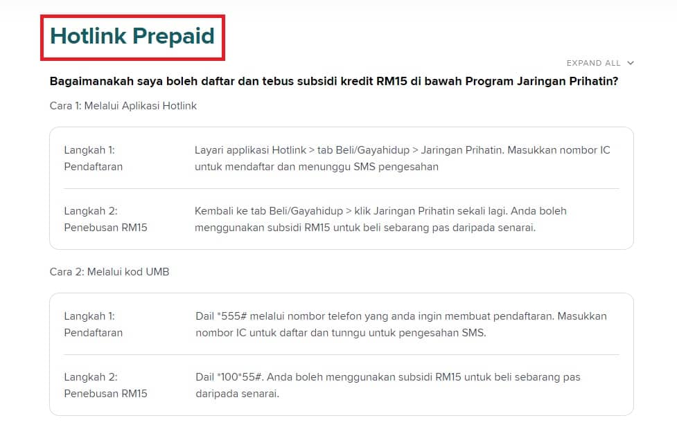 cara tebus jaringan prihatin maxis (hotlink prepaid)