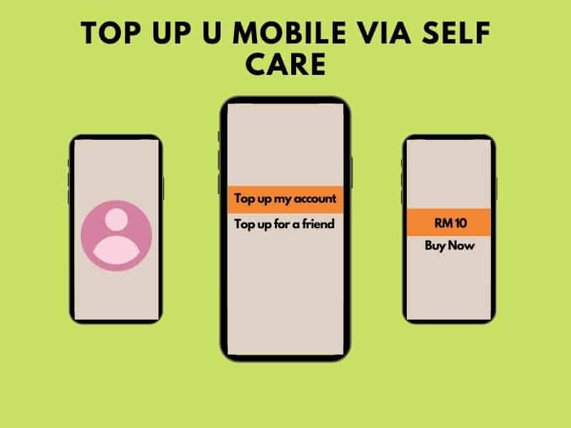 cara top up u mobile (via self care)
