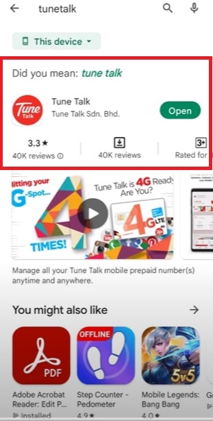 cara topup tune talk (melalui aplikasi)