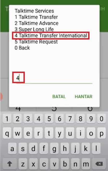 cara transfer kredit digi ke indonesia (via dial 4)