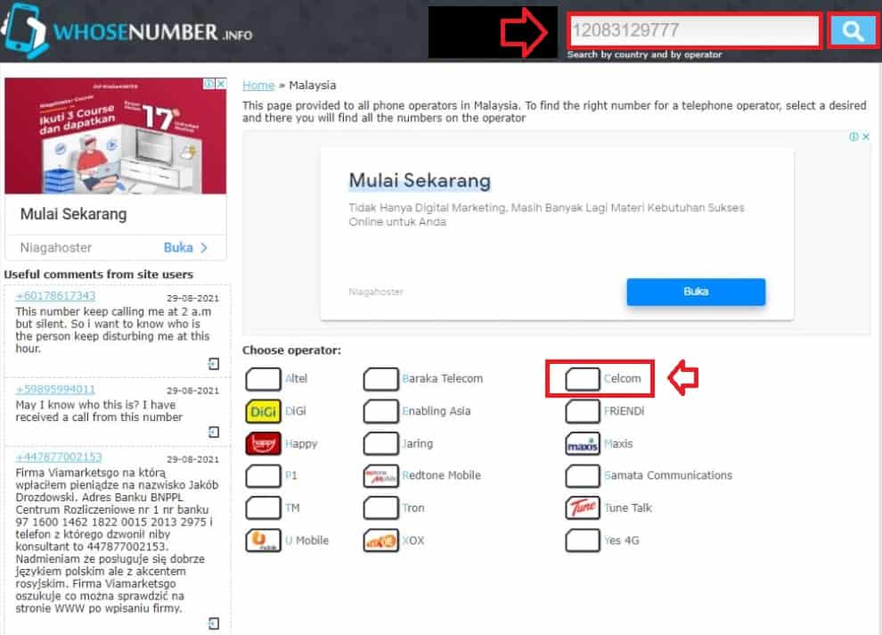 semak pemilik nombor telefon celcom (whosenumber.info)